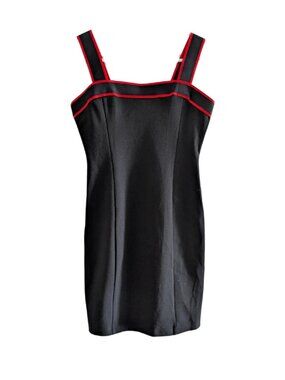 Forever 21 Women's Bodycon Mini Dress Black Red Medium Stretchy Contrast Piping
